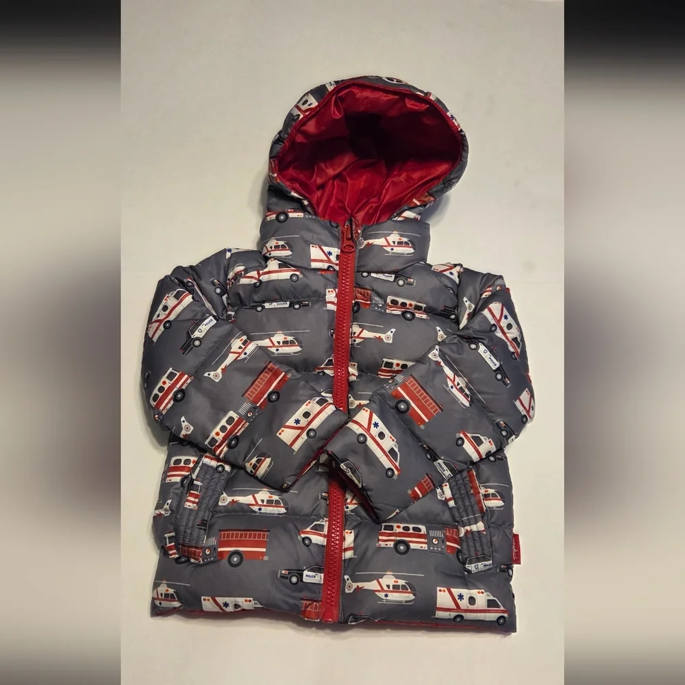 Onekid The Road Coat Red & Gray Winter Car Seat Coat -  Boys / Toddler 4T EUC